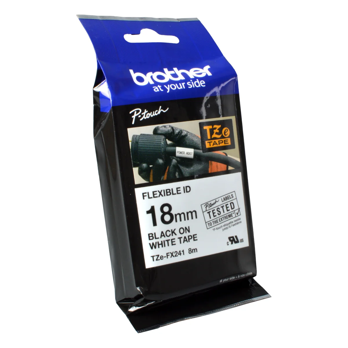 Brother Schriftband 18 mm TZE-FX 241 schwarz auf weiß laminiert 8 m